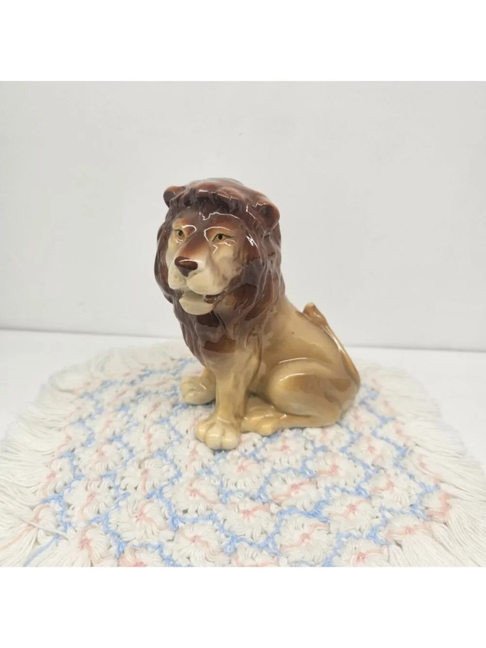 Vintage 1981 Otagiri Lion Ceramic Coin Bank Japan OMC Gold Sticker & Stopper